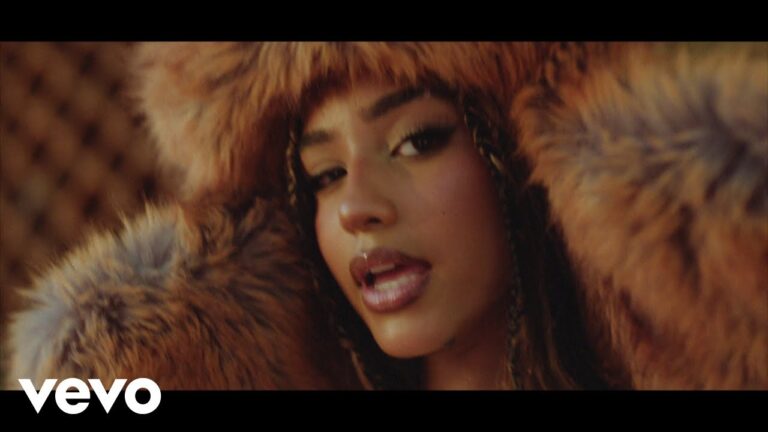 Tyla wearing a fur hat and coat. Artwork for jump video