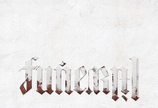 White and brown painted 'Funeral' word, artwork for Lil Wayne's album