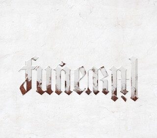 White and brown painted 'Funeral' word, artwork for Lil Wayne's album