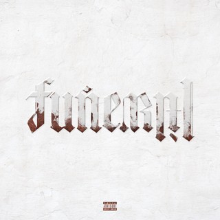 White and brown painted 'Funeral' word, artwork for Lil Wayne's album