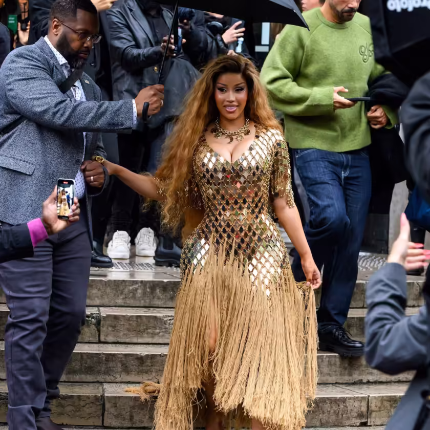 Cardi B Stuns in Gold at Rabanne’s SS25 Show During Paris Fashion Week