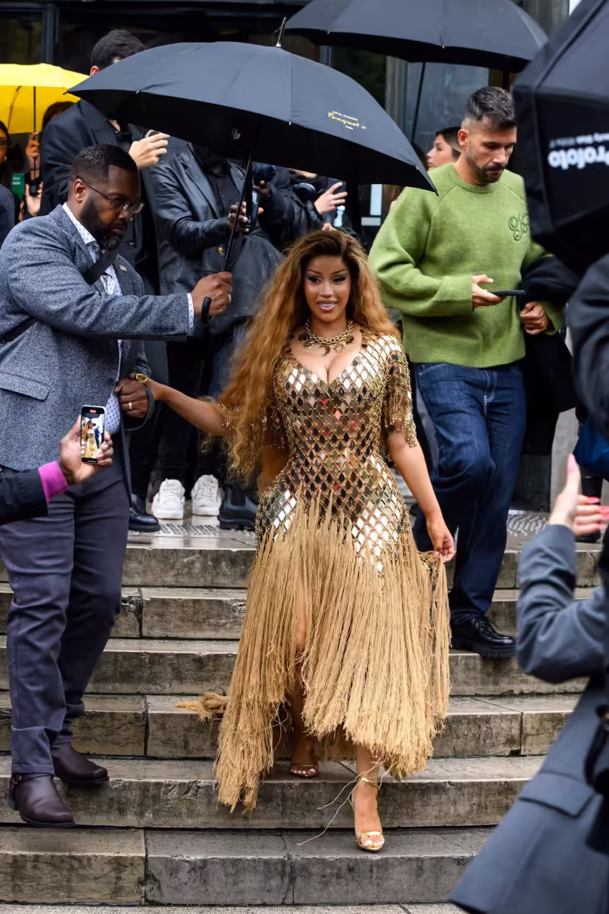Cardi B Stuns in Gold at Rabanne’s SS25 Show During Paris Fashion Week